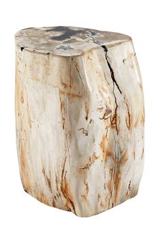 a white and brown marbled side table on a white background