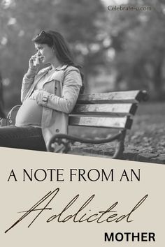 a pregnant woman sitting on a park bench talking on her cell phone with the caption, a note from an adolescent mother