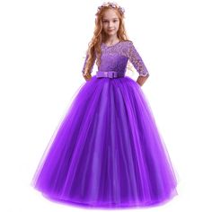 Design: Elegant flower girls dresses for weddings lace half sleeve princess formal long maxi evening prom ball gown birthday party full length dress for kids junior girls, floral lace, hidden back zipper closure, featuring beautiful design. Your little princess will be thrilled with this gorgeous floral lace bow layered tulle tutu dress.  Features: Cute child toddler long prom dresses for girls. O neck, high-waisted design, half sleeves, floor length, hollow out floral lace spliced, back zipper, Lace Dress For Kids, Elegant Flower Girl Dress, Birthday Cocktail, Tulle Tutu Dress, Dress Wedding Party, Formal Ball Gown, Girls Lace Dress, Prom Girl Dresses, Ball Gowns Princess