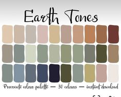 the earth tones are shown in different shades