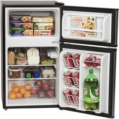 an open refrigerator filled with lots of food