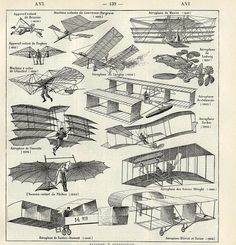 an old book page shows different types of planes