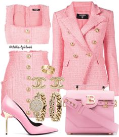 legally blonde anniversary Outfit | ShopLook Blonde Aesthetic Outfit, Legally Blonde Fashion, Legally Blonde Outfits Ideas, Gold And Pink Outfit, Sharply Evans Outfits, Legally Blonde Inspired Outfits, Legally Blonde Aesthetic Outfits, Elle Woods Outfit Ideas, Elle Woods Aesthetic Outfits