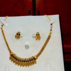 Delicate Jewelry Set . Elegant Yellow Gold Plated Temple Necklace, Elegant Yellow Gold Temple Necklace With Gold Beads, Traditional Gold Dangle Jewelry Sets, Festive Temple Jewelry Sets, Gold Plated, Kasu Mala Designs Gold, Kasu Mala Necklace, Gold Dual-tone Temple Jewelry Sets, Kasu Necklace, Kasu Mala