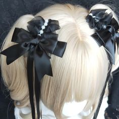 Elevate your hairstyle with our charming hair clips, adorned with elegant bow decorations, delicate bead embellishments, and gracefully flowing long ribbons. Perfect for adding a touch of whimsy and sophistication to any outfit. The price includes a pair of these exquisite hair clips, making it an ideal accessory for Lolita and kawaii fashion enthusiasts. Bow Decorations, Rose Flower Pattern, Gothic Vintage, Your Hairstyle, Vintage Punk, Long Gloves, Reasons To Smile, Polka Dot Pattern, Gothic Lolita