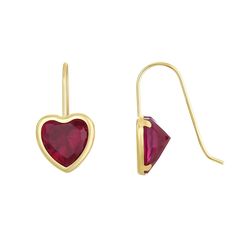 Accessorize and elevate any outfit with these Taylor Grace 10K Gold Red Heart Cubic Zirconia Wire Earrings. FEATURES 16 x 8mm Backings: wire Nickel free Metal: 10k gold Finish: polished Packaging: boxedSTONE DETAILS Stone type: cubic zirconia Total weight: 4 ct. 8 x 8mm Shape: heart Setting: bezel Size: One Size. Color: Yellow. Gender: female. Age Group: adult. Steve Perry, Valentines Outfits, Wire Earrings, 10k Gold, Red Heart, Red Gold, Gold Finish, Jewelry Earrings Dangle, Gender Female