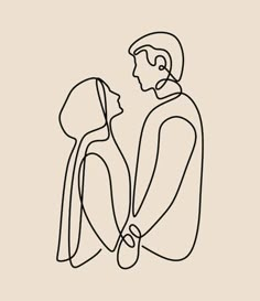 one line drawing of two people holding hands