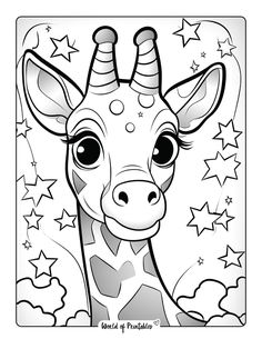 a cartoon giraffe with stars on it's head