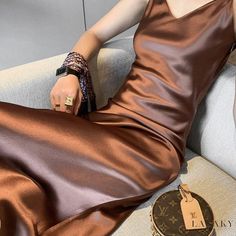 Lasaky - Satin Spaghetti Strap Slip Dress: Smooth and Silky Floor-Length Dress, Perfect for Layering and Adding a Touch of Elegance 110 Pounds, 130 Pounds, 120 Pounds, 150 Pounds, Caramel Color, Floor Length Dresses, Types Of Skirts, A Line Skirt, Types Of Collars