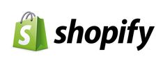 a green shopping bag with the word shopify on it next to a black and white logo