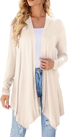 These women cardigans are made of high-quality fabric for a lightweight and skin friendly feel; These womens drape front cardigan also serves as shawls for women casual summer, duster cardigans or shrug cardigan for dresses;offering comfort and style in equal measure
Lightweight cardigan for women features long sleeve/open front/no pockets/loose fit and dressy casual; Achieve that classic look: open front cardigan,light weight cardigan women summer,asymmetrical draped flowy cardigan, Super soft and breathable ladies cardigan sweaters, ideal to wear as business casual cardigans for women, office cardigan for women for work, shrugs for dresses or dress cover up cardigan, dressy black sweaters for women for evening or tie front and wear it around the house Cardigan For Dress, Lightweight Open Front Cardigan, Autumn Fashion Women Fall Outfits, Shrug For Dresses, White Kimono, Cardigan For Women, Fall Cardigans, Summer Cardigan, Cardigan Casual