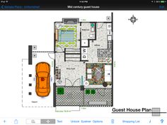 a floor plan for a house with an orange car