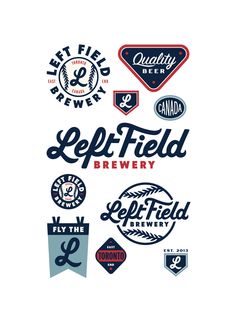 several different types of beer logos on a white background