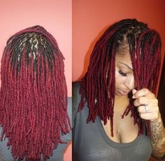 Faux Locs Hairstyle, Burgundy Locs, Faux Locs Tutorial, Locs Tutorial, Loc Goals, Dread Locks, Natural Hair Salons