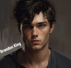 a painting of a young man with the words brandon king on it's side