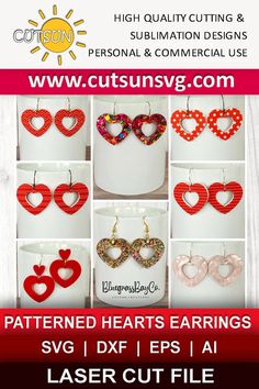 Heart earring SVG Heart dangle earring SVG bundle Patterned heart earr – Cutsunsvg Diy Projects Gifts, Love Celebration, Earring Svg, Heart Earring, Svg Heart, Valentines Earrings, St Valentine, Valentine Svg, Heart Dangle Earrings