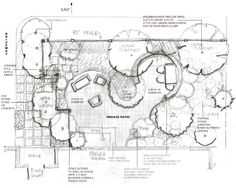 an architectural drawing of a garden design