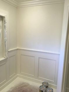 DIY wainscoting in bathroom being painted white Hotel Suite Bathroom, Bathroom Design Ideas 2023, Bathroom Wainscoting Ideas, Washroom Tiles, Bathroom Wainscoting, Shower Design Ideas, Wainscoting Ideas, Modern Bathroom Design Ideas, Wainscoting Bathroom