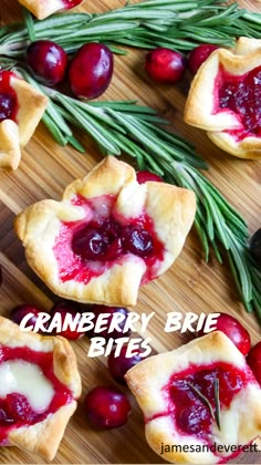 cranberry and rosemary pastries on a cutting board