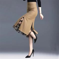 Khaki Skirt, Office Fashion Women, High Waist Skirt, Mesh Skirt, Mid Length Skirts, Office Lady, Office Ladies, Mesh Dress, Black Skirt