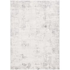 a white rug with an abstract design on the top and bottom corner, in shades of gray