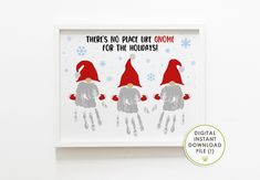 there's no place like gnomes for the holidays handprinted christmas card