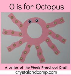 an o is for octopus craft with pink paper