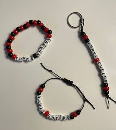 Choose between an MCR Three Cheers adjustable bracelet, slip on bracelet, or keychain. Do a pack of all three and save a dollar :) Mcr Friendship Bracelets, Mcr Bracelet Pattern, Mcr Kandi Bracelets, Mcr Three Cheers For Sweet Revenge, Mcr Jewelry, Mcr Bracelet Ideas, My Chemical Romance Bracelet, Emo Friendship Bracelets, Ptv Bracelet