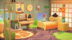 모동숲 인테리어 Animal Crossing Orange, Acnh Orange, Acnh Bedroom, Animal Crossing Music, Acnh Designs