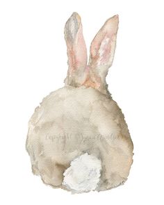 a watercolor painting of a rabbit's head