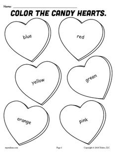 FREE Printable Candy Hearts Valentine's Day Coloring Page! Valentine Worksheets, Preschool Valentine Crafts, Pinterest Valentines, Roses Valentine, February Crafts, Valentines Day Coloring Page, Valentine Coloring Pages, Heart Coloring Pages, Valentine's Day Crafts For Kids