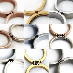 six different types of rings with numbers on them and the same number in each ring