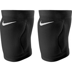 the nike knee pads are made from black fabric and have white logo on each side