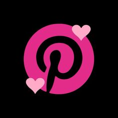 a pink pinwheel with hearts in the shape of two hearts on a black background