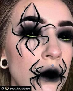 Spooky Halloween Makeup, Spider Makeup, Christmas Party Makeup, Brown Matte Lipstick, Black And White Makeup, Halloween Make-up Looks