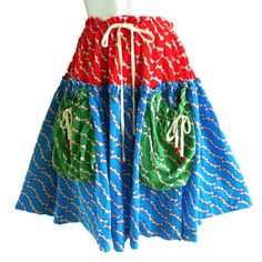 Marc Jacobs Designer Skirt. Paperbag Elastic Waist Drawstring Cincher. Gypsy Peasant Red Blue Green. Oversized Slouchy Large Pockets. Feels Like A Soft Cotton Blend. Tagged Vanity Size 2. Measures And Best Fits Small Medium Or Large. Waist 26-40". Price Firm On This High End Item From My Designer Shop And Is Listed Here As A Customer Courtesy. Waist: 13-20"X2 Flat Across Elastic Hip: Full Length: 22" Condition: Preowned. Great Condition. No Fabric/Care Tag. No Stains/Holes/Rips. See Last Pic For Marc Jacobs Designer, Red Blue Green, Raggedy Ann, Skirt Design, Marc Jacobs, Fabric Care, Full Length, Womens Skirt, Cotton Blend