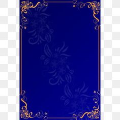 an elegant blue and gold frame with flowers on it, in the style of art nouveau