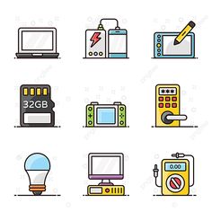 different types of electronic devices are shown in this illustration