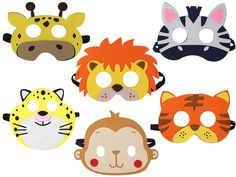 six masks with different animals on them