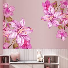 PRICES MAY VARY. 🌺Safe For Family: Pink flowers wall decals made of eco-friendly vinyl, inks and adhesive, containing non-toxic and are odor free, keeping your families far from chemicals harm, which can be applied for a long time, and bright colors and cute elements are liked by most girls and adults, adding a lively atmosphere for your home. Package including 2 piece of sheets. Each sheet size: 12 x 36inch. 🌸Large Romantic Flower Design: Big flowers wall sticker contains a variety of elements suitable for home decoration. Pink Lily Wall Sticker contains a variety of elements suitable for home decor. Two large morning glory flowers in vivid and beautiful pink make the perfect decorative wall sticker. Feel the beauty of nature. It looks absolutely perfect and beautiful, adding some vivid Floral Wall Stickers, Morning Glory Flowers, Living Room Nursery, Diy Arrangements, Flower Wall Decals, Nursery Playroom, Flower Wall Stickers, Leaf Wall, Removable Wall Decals