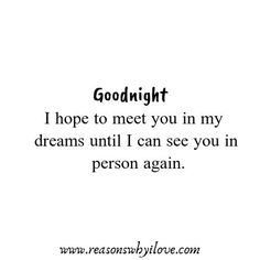 a quote that says goodnight i hope to meet you in my dreams until i can see you