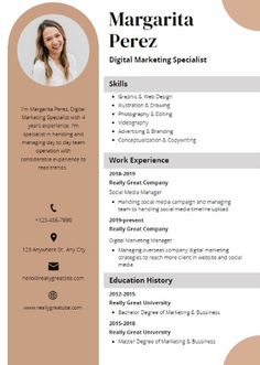 a professional resume template with an orange background