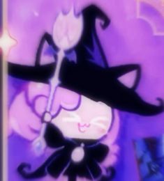 an animated image of a cat with a hat on it's head and a wand in its hand