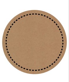 a brown paper plate with black stitching on it