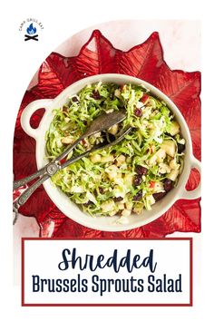 This shredded Brussels sprouts salad recipe is perfect for any holiday gathering. Made with raw shaved Brussels sprouts, apple, and dried cranberries, it's a healthy side dish that everyone will love. Brussels Sprouts Salad Recipe, Shredded Brussels Sprouts Salad, Cranberry Mustard, Shredded Brussel Sprout Salad, Shredded Brussels Sprouts, Brussel Sprout Salad Recipes, Salad With Cranberries