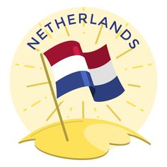 there is a flag on top of a hill with the words netherlands above it