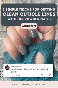 If you've struggled to get perfect cuticle lines with dip powder, use these 2 simple tricks for a beautiful finish. Dip Nail Tutorial, Manicure Colours, Dip Powder Manicure, Acrylic Dip Nails, Dip Manicure, Dip Nail, Powder Manicure, Nail Tutorial, Dip Nails