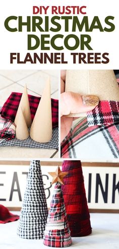 diy rustic christmas decor with flannel trees in the shape of cones