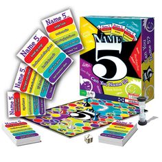 the name 5 board game is shown with its contents