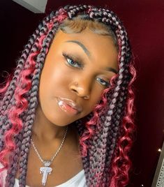 ✨тαναиια👸🏾✨ on Instagram: “♥️” Cute Braided Hairstyles, Cute Box Braids Hairstyles, Braid Out, Braids With Curls, Girl Braids, Girls Braids